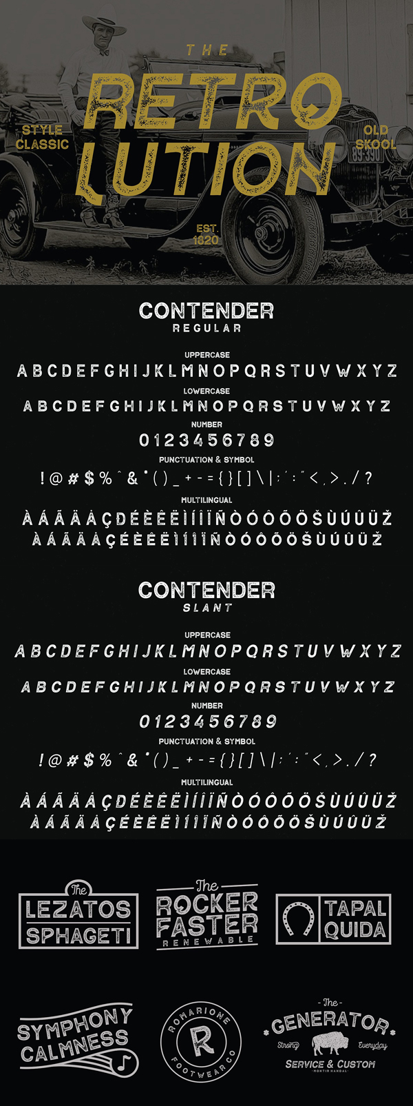 Contender Vintage Font Letters