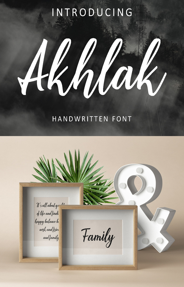 Akhlak Handwritten Free Font Design