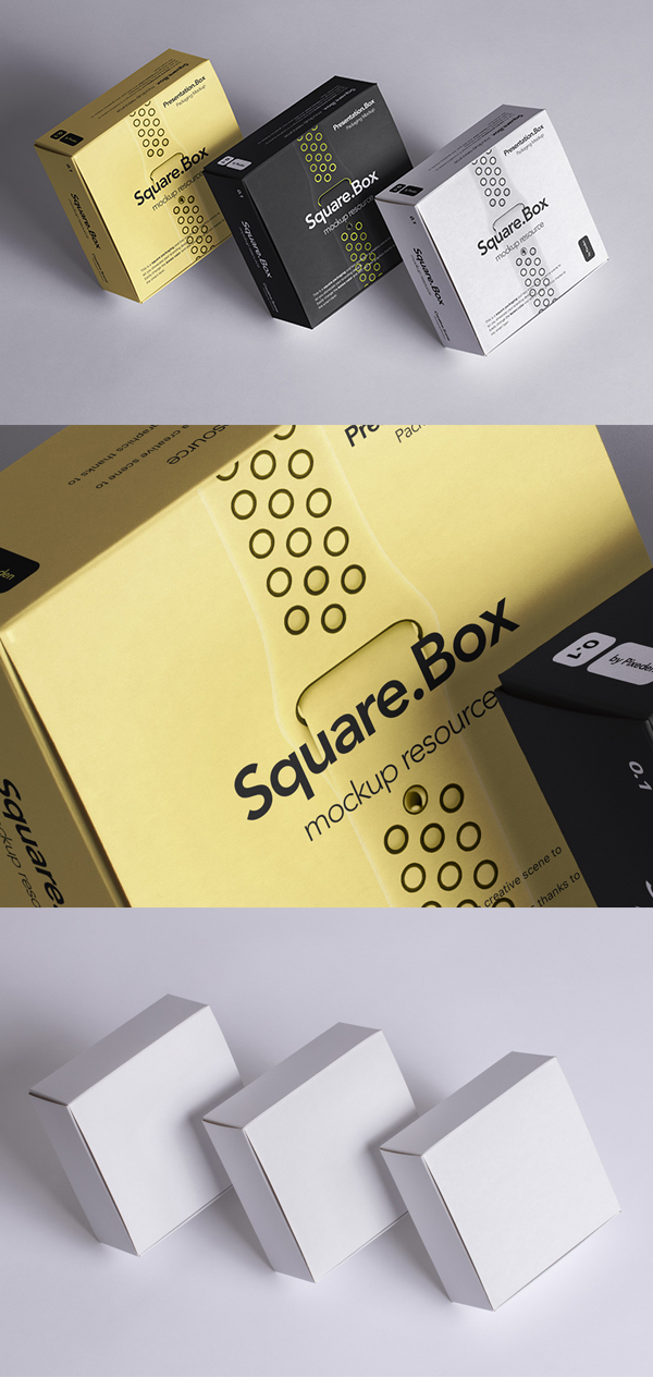 Free Psd Square Boxes Packaging Mockup
