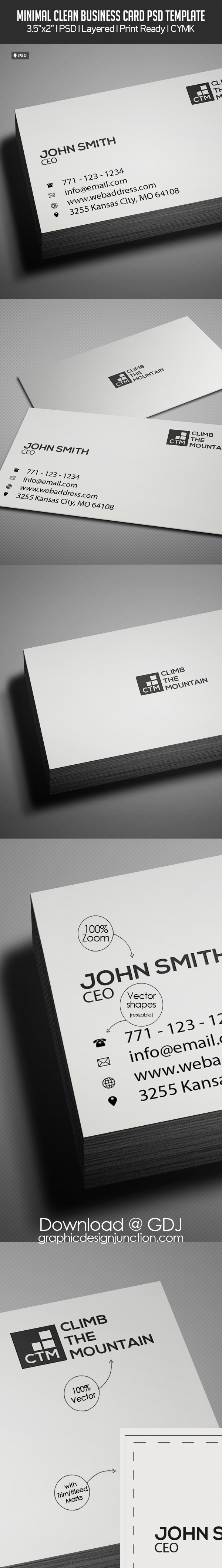 Free Minimal Clean Business Card PSD Template