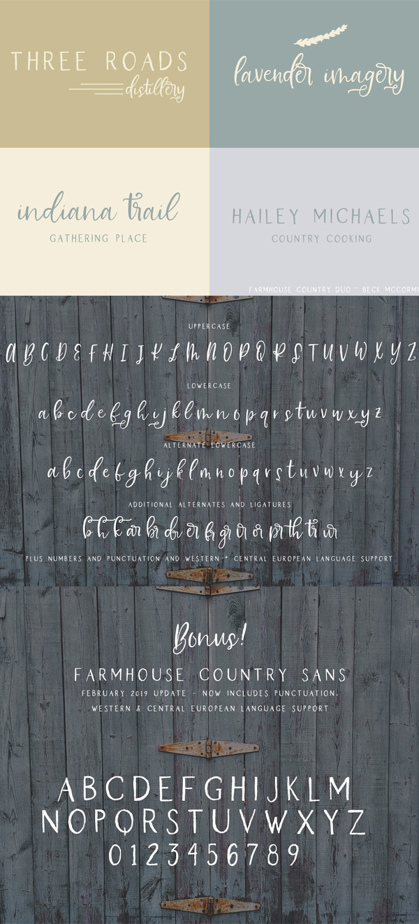 Farmhouse Country Rustic Script Font Letters