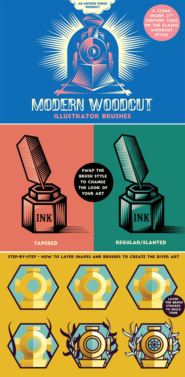 Modern Woodcut Brushes