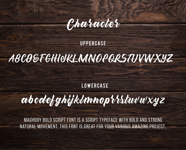 Maghody Script Font Letters