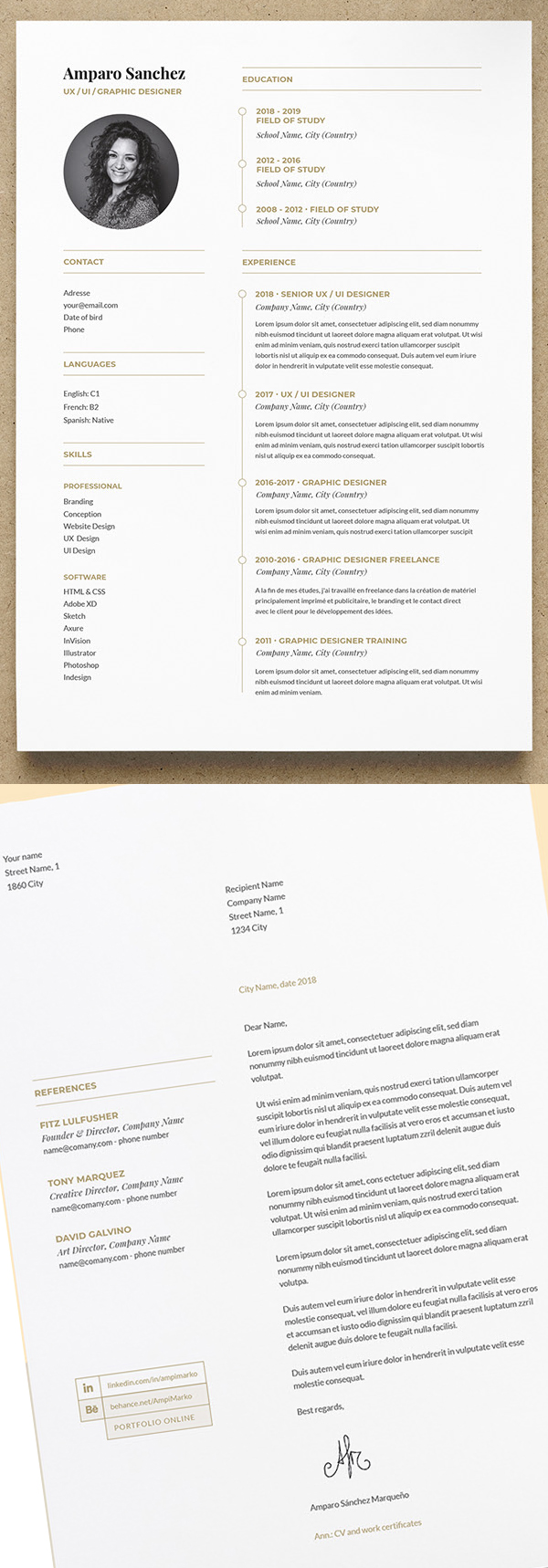 Free CV Resume Template with Cover Letter