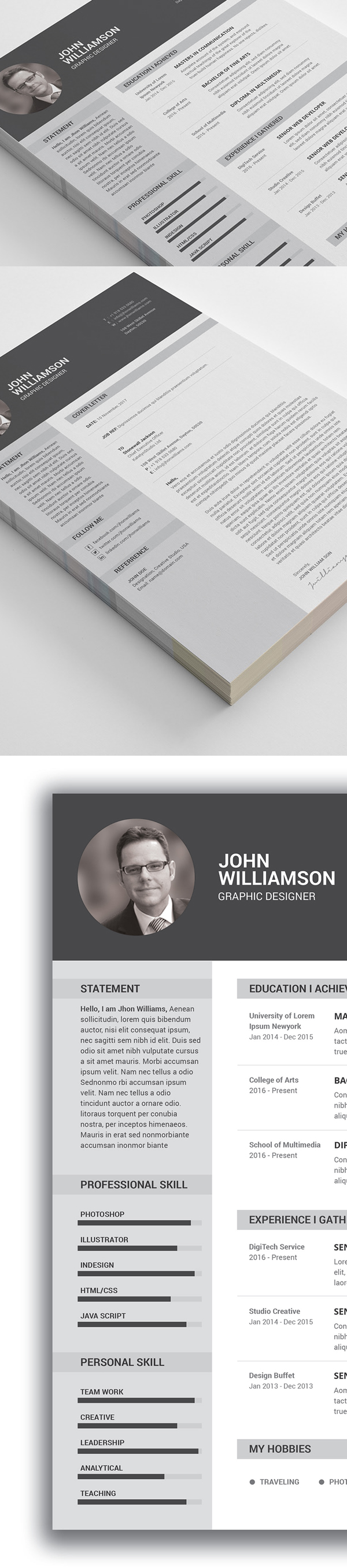 Minimal Free 2 Pages CV Resume Template and Cover Letter
