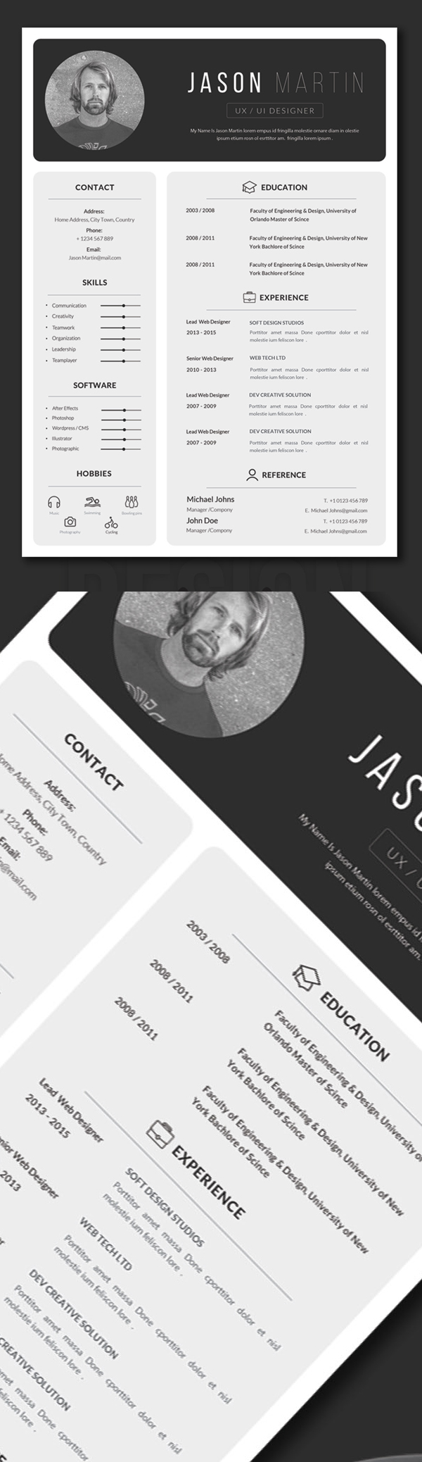 Clean and Professional Free Resume Psd Template