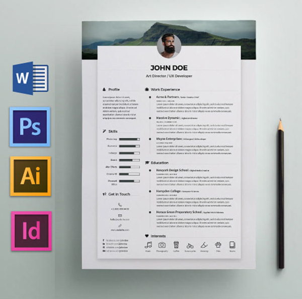 Free Resume Template with Word & PSD File