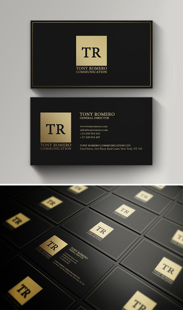 Minimal Gold And Black Business Card