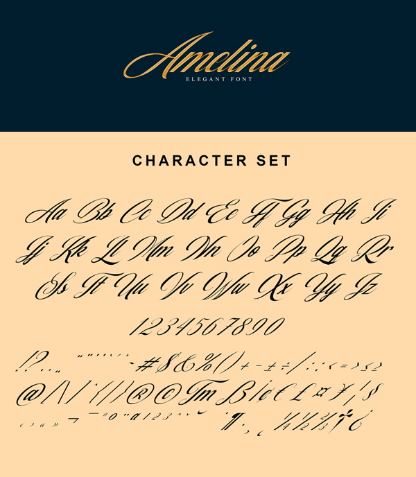 Amelina Free Font Letters