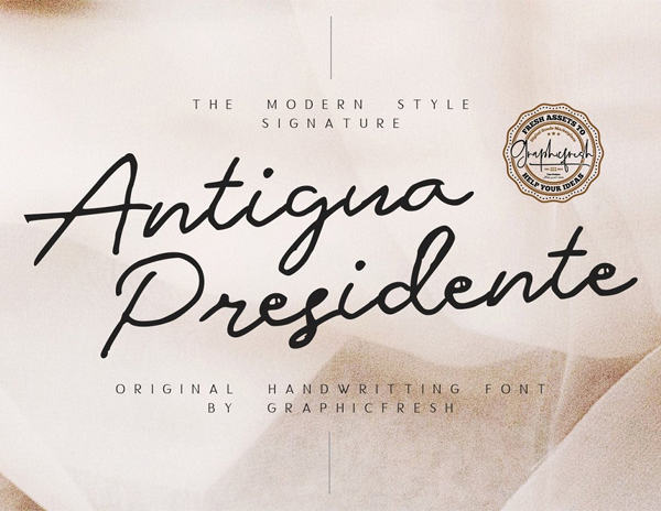 Antigua Presidente - Script Free Font