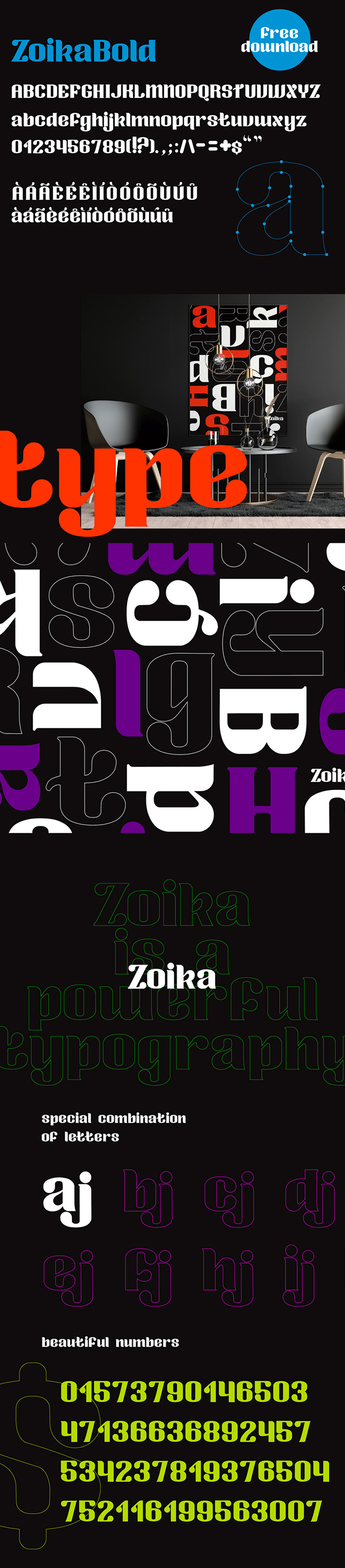 Zoika Display Free Font Letters