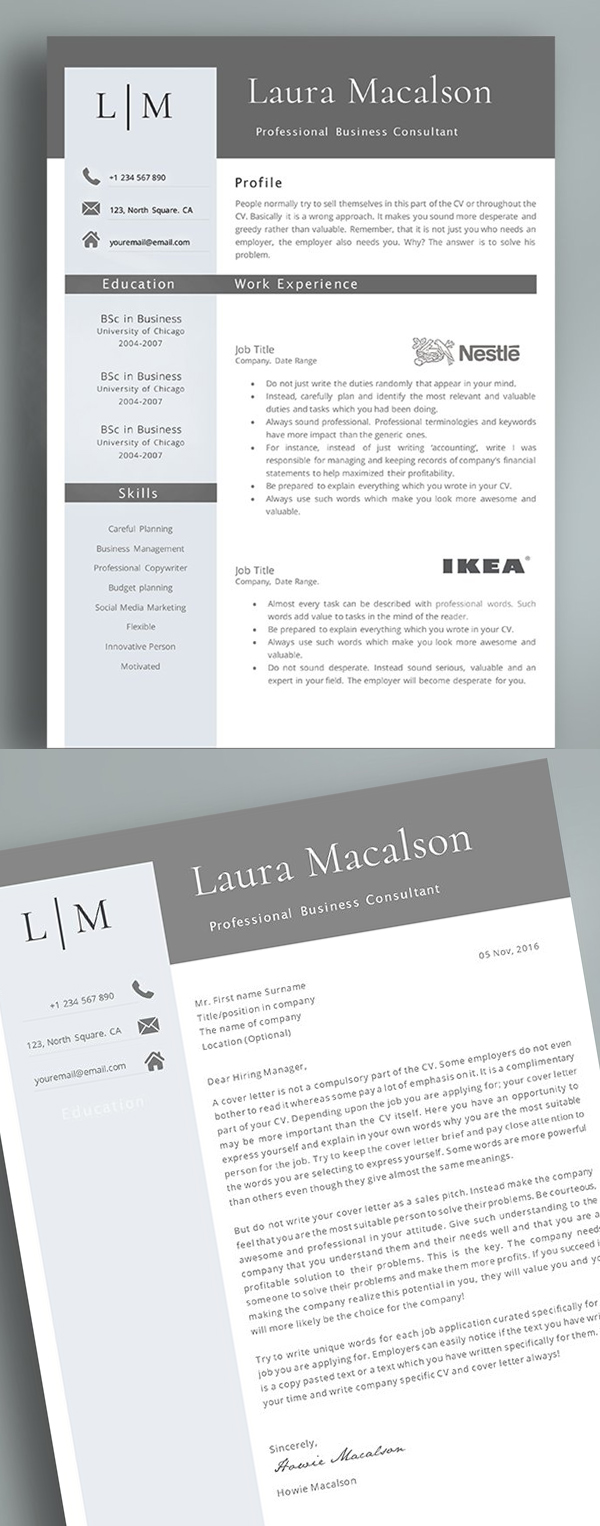 Professional 2 Pages Resume Template