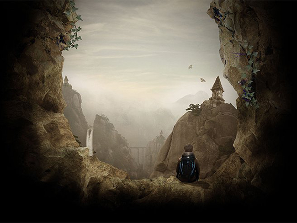 Create an Otherworldly Scene of a Climber in a Cave in Photoshop