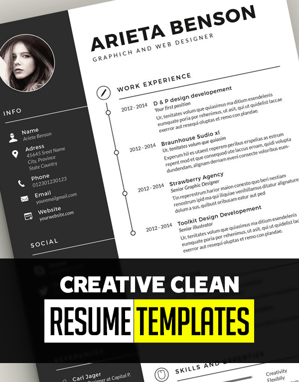 30 Creative Clean CV / Resume Templates with Cover Letters