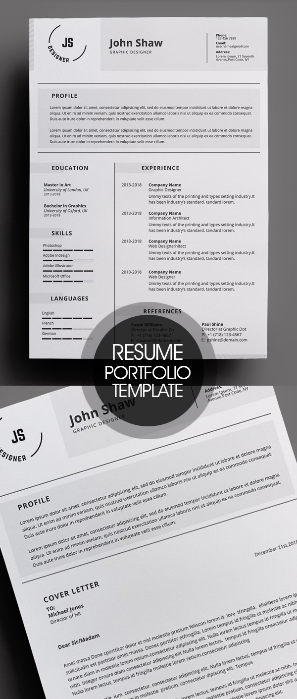 Resume and Portfolio Template 4 Pages #resumedesign