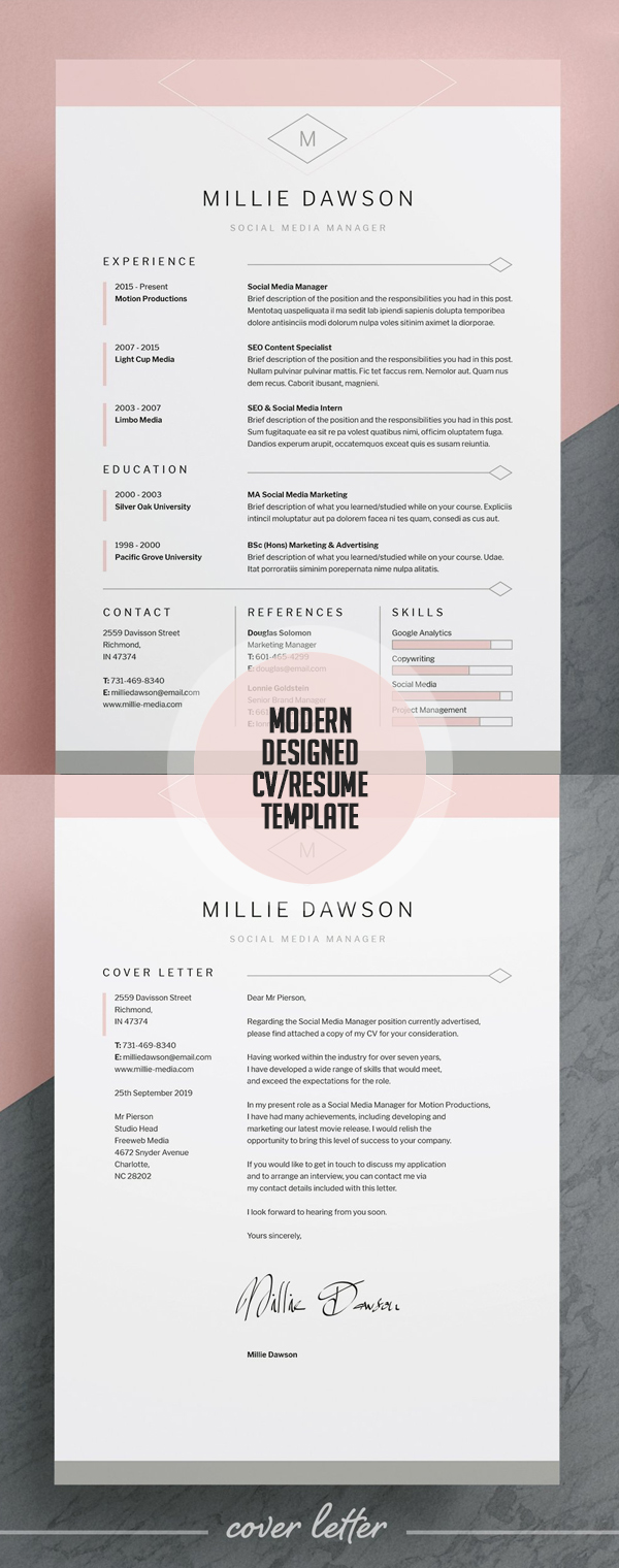Modern Designed Resume/CV Template #resumedesign