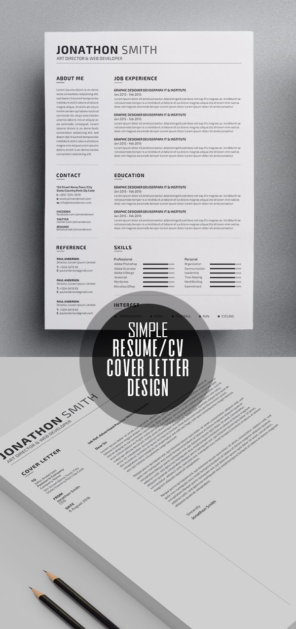 Simple Resume/CV Template Design #resumedesign