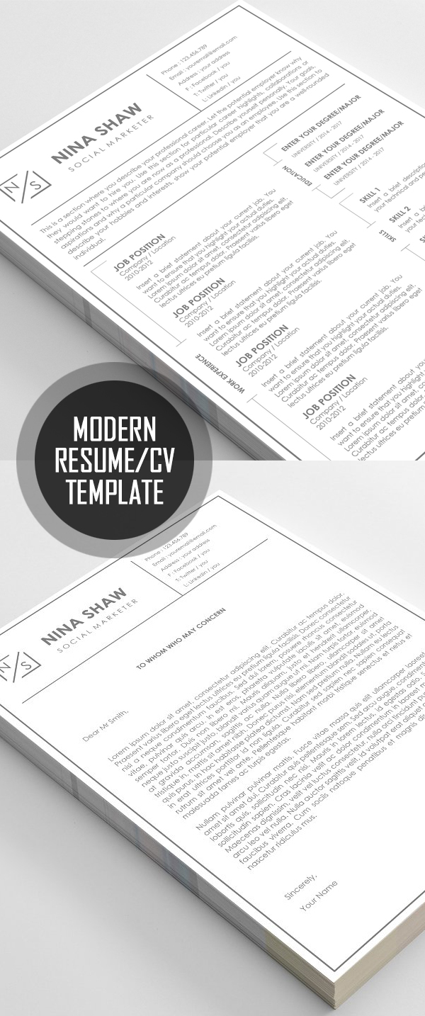 Modern Resume / CV Template #resumedesign