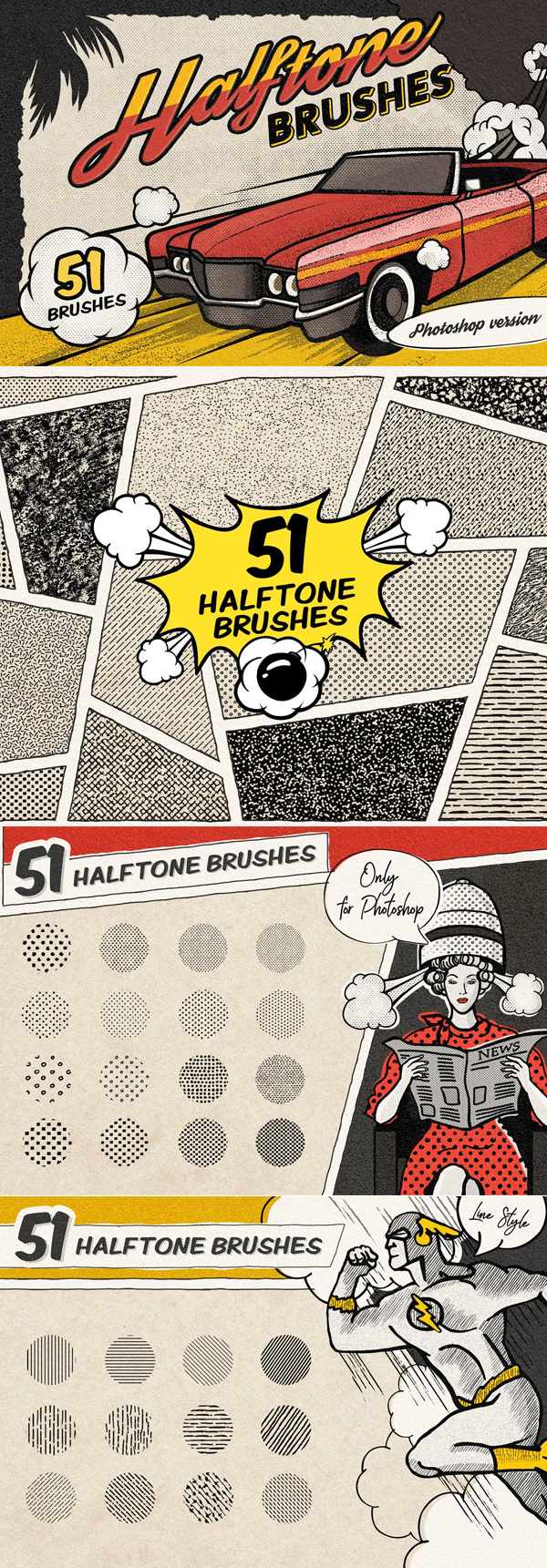 Vintage Comic Book Halftone Brushes