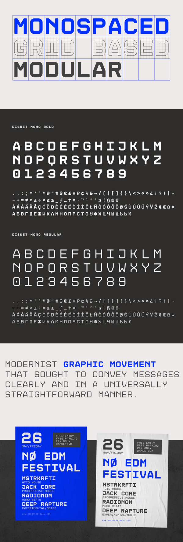 Disket Mono Free Font Letters