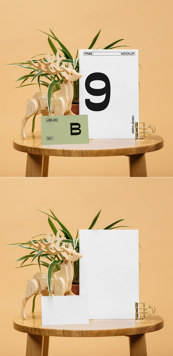 Free Realistic Cards on Table Mockup
