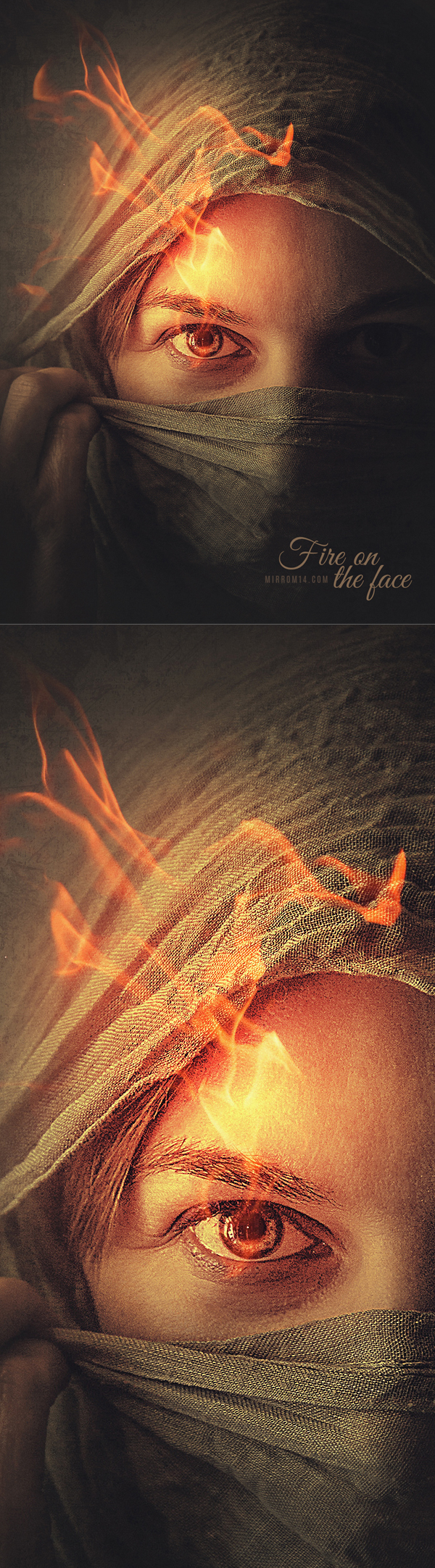 Create a Fire on The Face Portrait Photo Effect Photoshop Tutorial