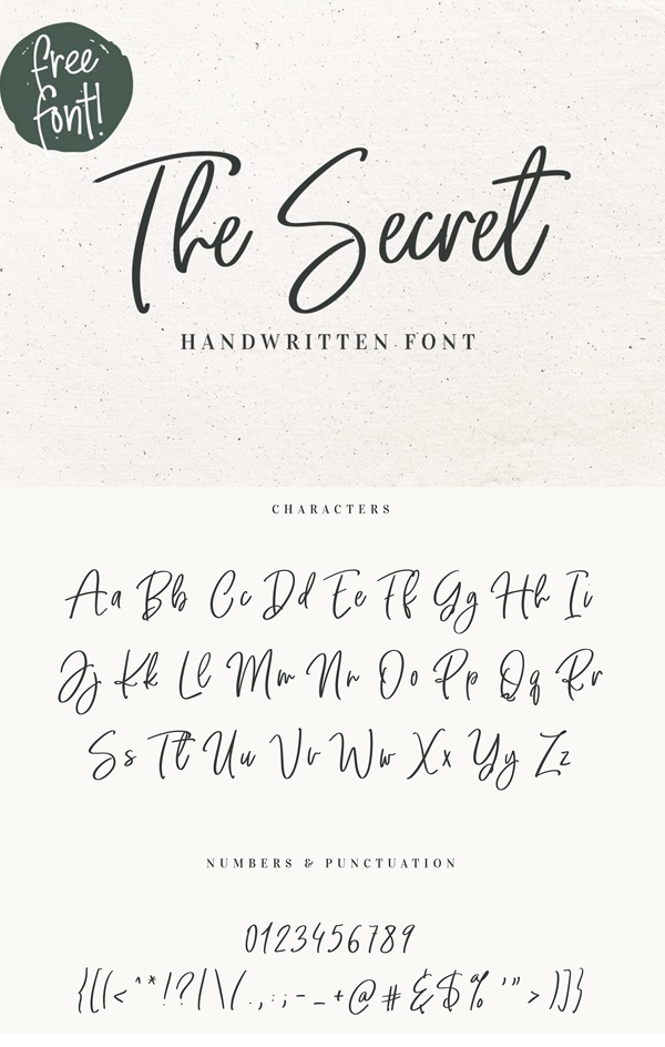 Secret Handwritten Script Vintage Font Free Download