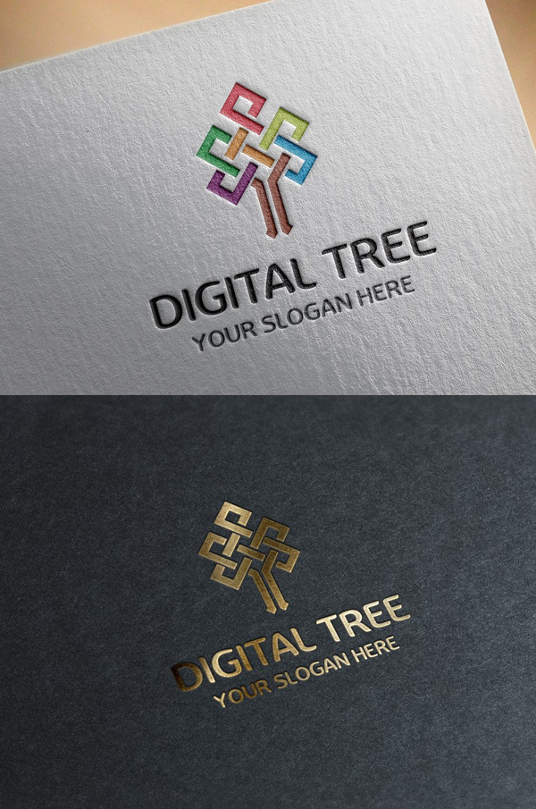 Digital Tree Logo Template - 2
