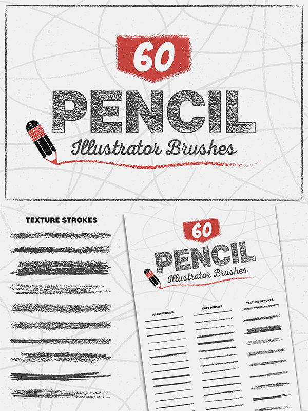 60 Pencil Brushes for Illustrator
