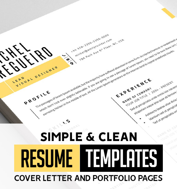 25 Clean CV / Resume Templates with Cover Letters