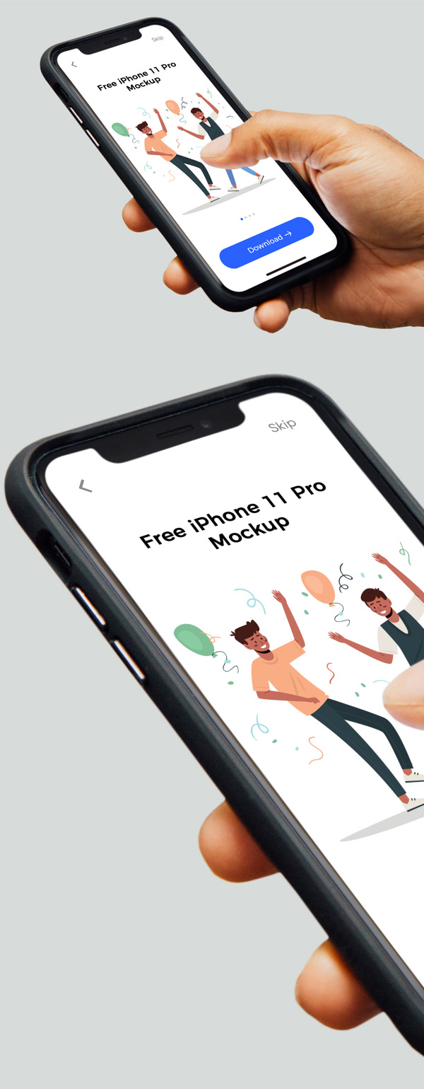 Free iPhone 11 Pro in Hand Mockup PSD