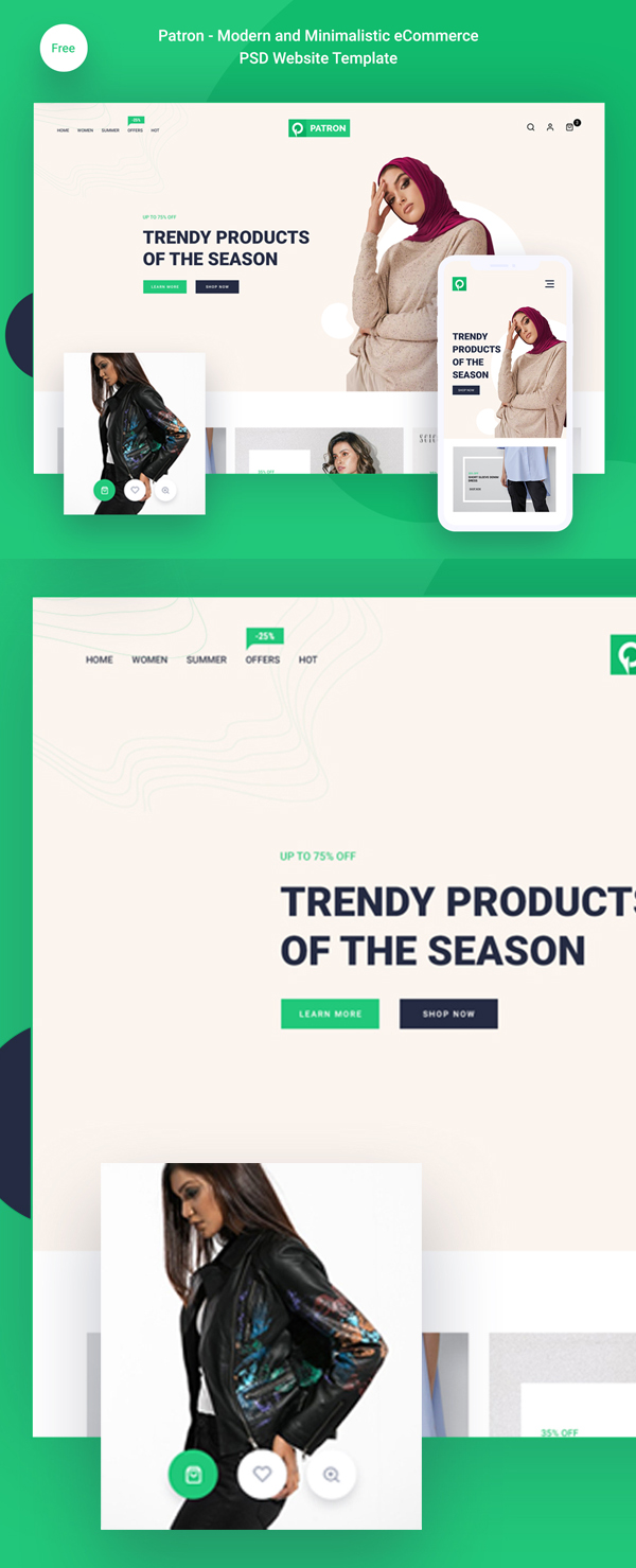 Free Modern And Minimalistic E-Commerce PSD Template