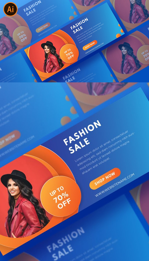 How to Create Simple Fashion Web Banner Design in Illustrator Tutorial
