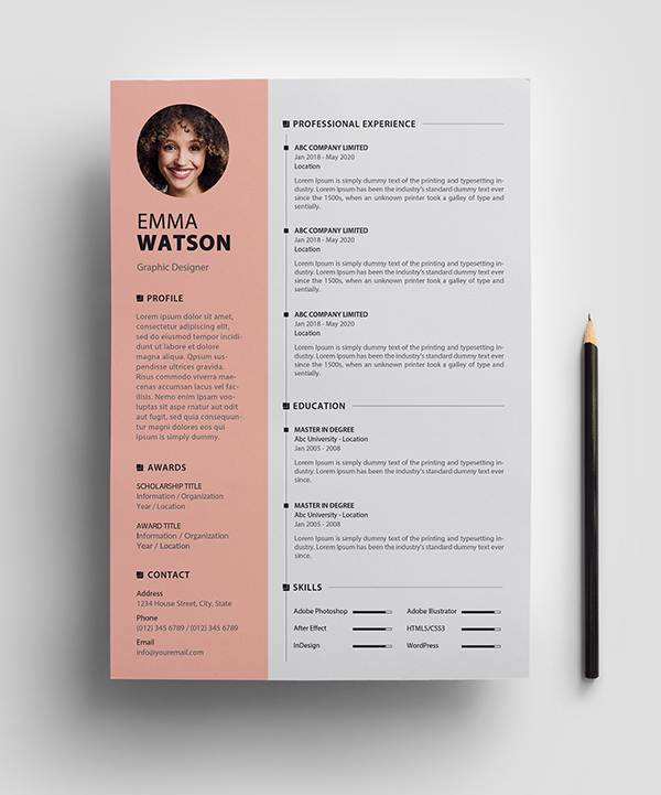 Free Resume Template PSD View - 1