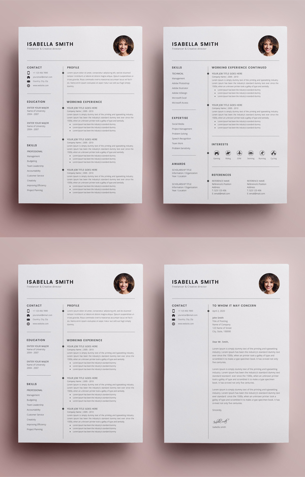 Free Resume Template 3 Page CV Template Freebies Graphic Design 