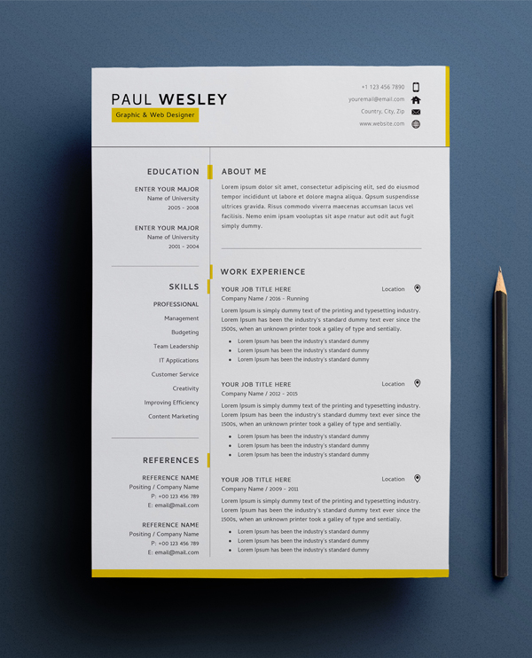 Free Resume Template & Cover Letter (PSD) + Business Card