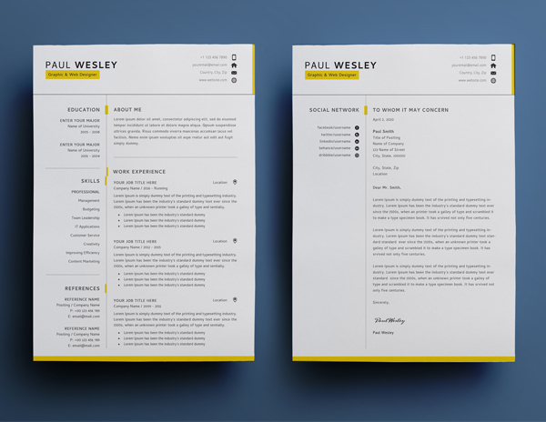 Free Resume Template & Cover Letter (PSD) + Business Card - 2