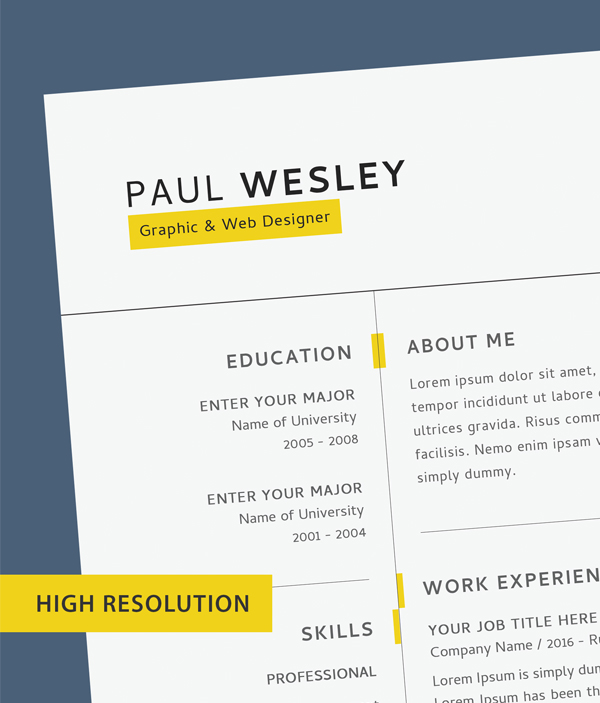 Free Resume Template & Cover Letter (PSD) + Business Card - 3