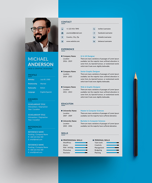 Free Resume + Cover Letter Templates (PSD) - 3