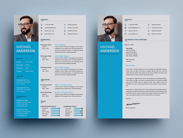 Free Resume + Cover Letter Templates (PSD) - 6