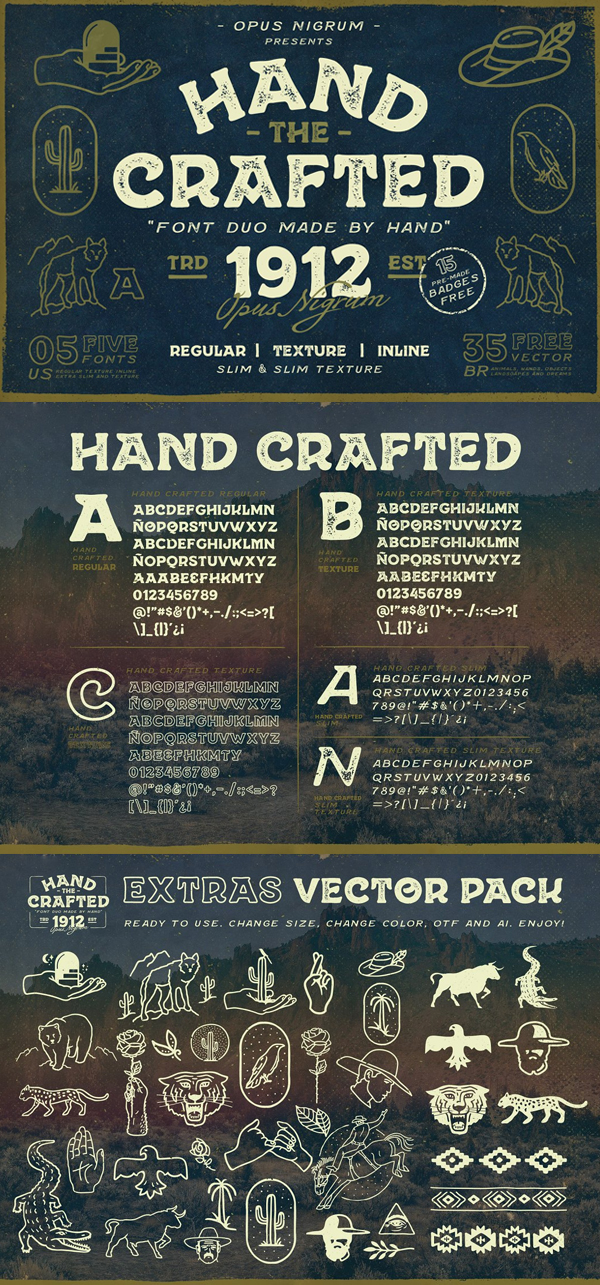 Hand Crafted Font Duo + Extras