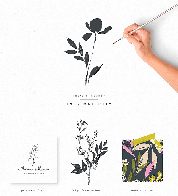 Ink botanicals, logos & patterns