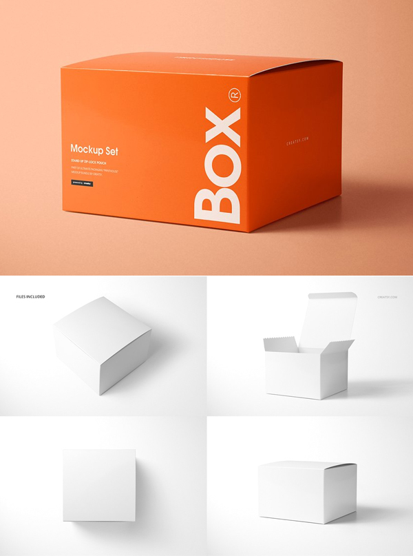 Chipboard Gloss Gift Box Mockup Set