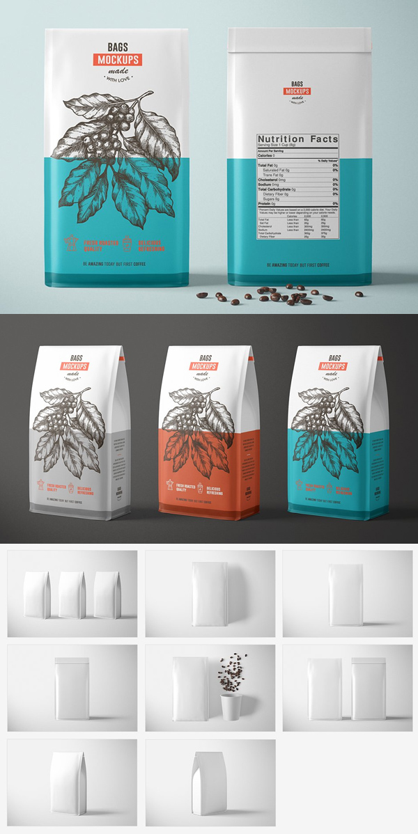 Paper Coffee Bag Mockup Set