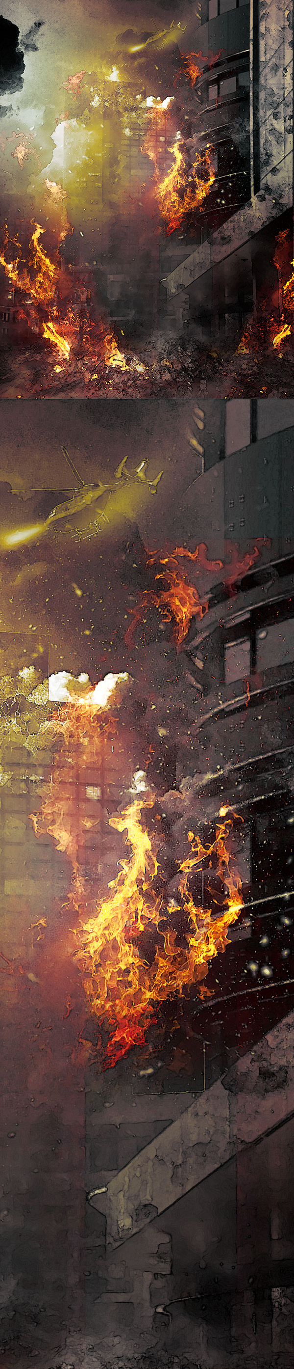 Create High-Rise Building on Fire Effect in Photoshop Tutorial