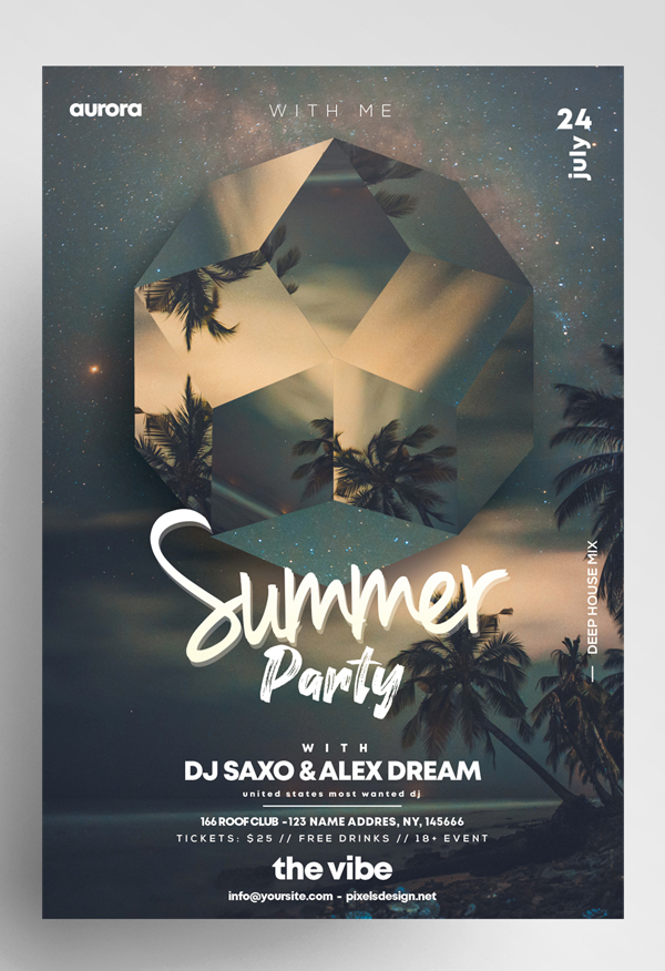 Free Summer Party Flyer Template Free Font