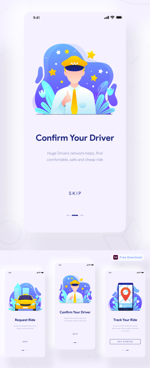 Free Taxi App UI Design Free Font