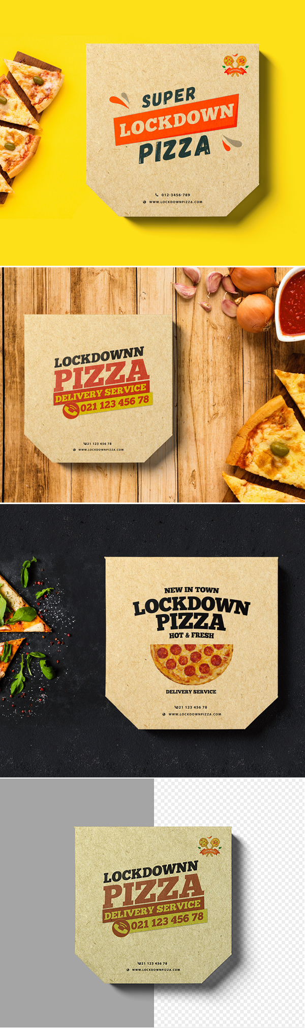 Free Pizza Box Mockup PSD