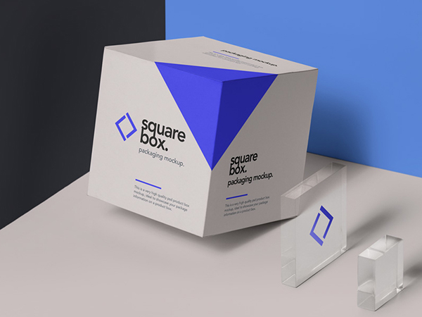 Square Psd Box Packaging Mockup