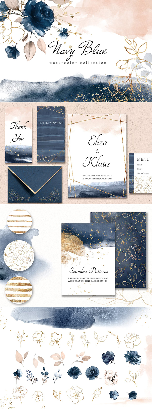 Navy Blue Watercolor Collection